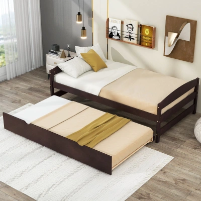 Simplie Fun Twin Size Platform Bed In Brown