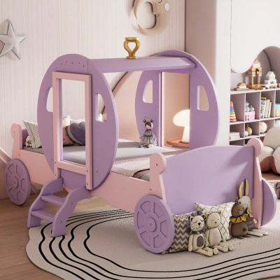 Simplie Fun Twin Size Princess Carriage Bed In Pink