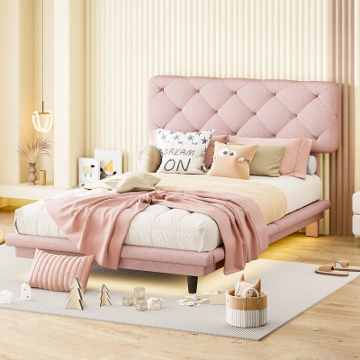 Simplie Fun Twin Size Upholstered Bed In Pink