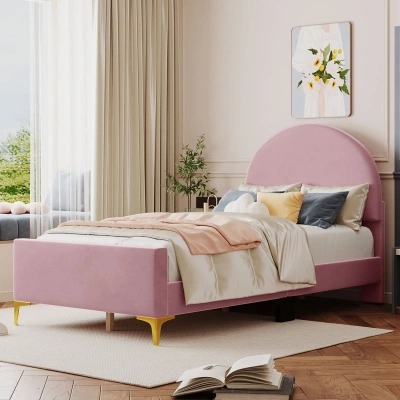 Simplie Fun Twin Size Upholstered Platform Bed In Pink