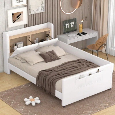 Simplie Fun Twin Size Upholstered Platform Bed In White