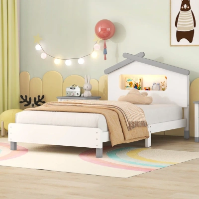 Simplie Fun Twin Size Wood Platform Bed In White