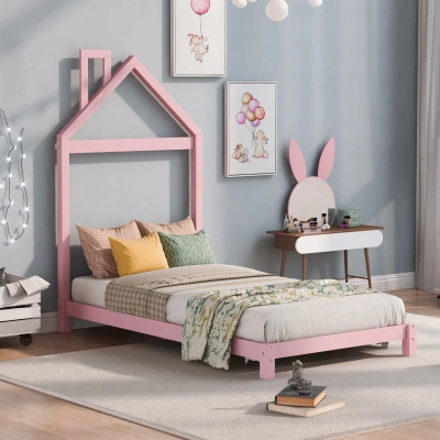Simplie Fun Twin Size Wood Platform Bed In Pink