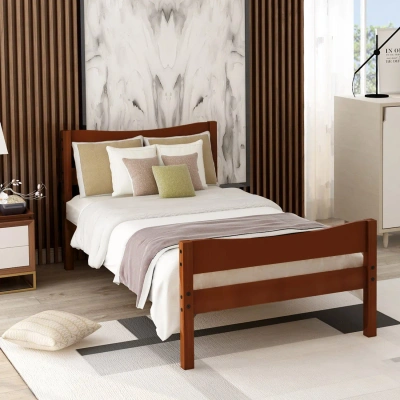 Simplie Fun Twin Size Wood Platform Bed In Brown