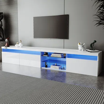 Simplie Fun Unique Design Tv Stand In White