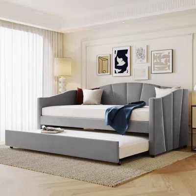 Simplie Fun Upholstered Daybed Sofa Bed Twin Size In Gray