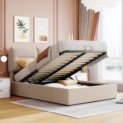 Simplie Fun Upholstered Platform Bed In Brown