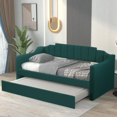 Simplie Fun Upholstered Twin Daybed In Green