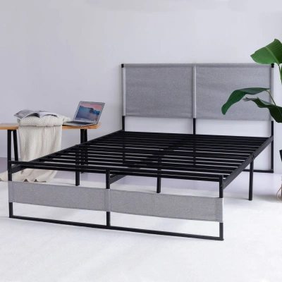 Simplie Fun V4 Metal Bed Frame 14 Inch Queen Size In Black