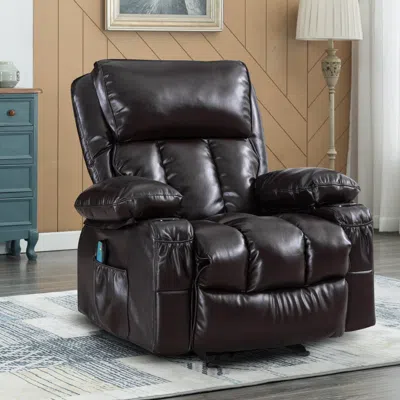 Simplie Fun Vanbow. Recliner Chair For Living Room With Rocking Function And Side Pocket In Black