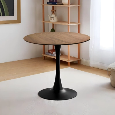 Simplie Fun Walnut Color Round Dining Table In Brown