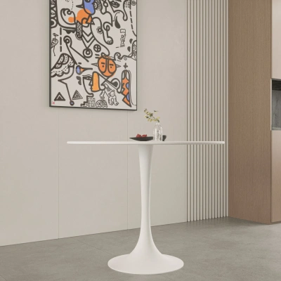 Simplie Fun White Round Dining Table In Neutral