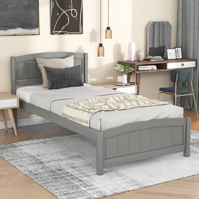 Simplie Fun Wood Platform Bed In Gray