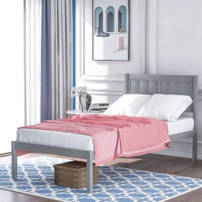Simplie Fun Wood Platform Bed Twin Size Platform Bed In Multi