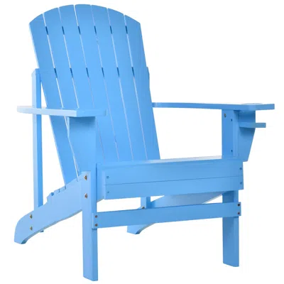 Simplie Fun Wooden Adirondack Chair, Outdoor Patio Lawn Chair With Cup Holder In Blue