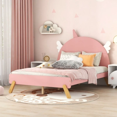 Simplie Fun Wooden Cute Bed In Pink