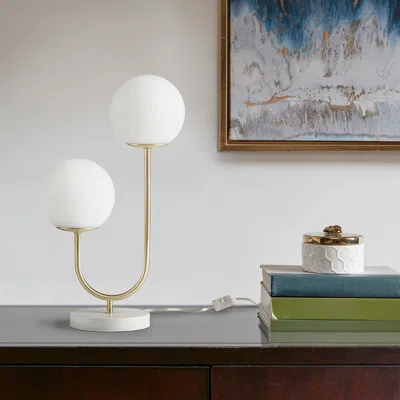 Simplie Fun Zusa Metal 2-light Globe Table Lamp In White