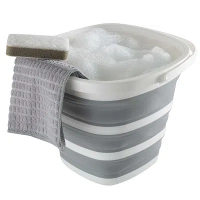 Simplify 10l Collapsible Square Bucket In White/grey