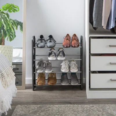 Simplify 12 Pair Stackable Shoe Rack In Gray