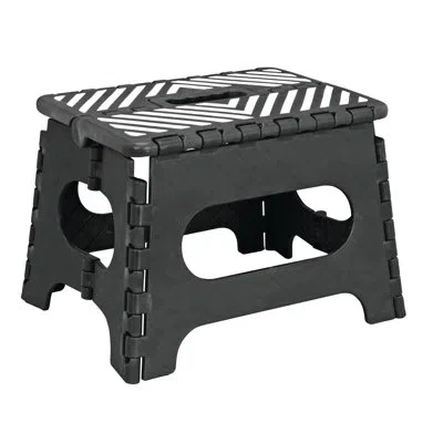 Simplify 1-step Plastic Folding Step Stool With 200 Lb. Load Capacity In Black