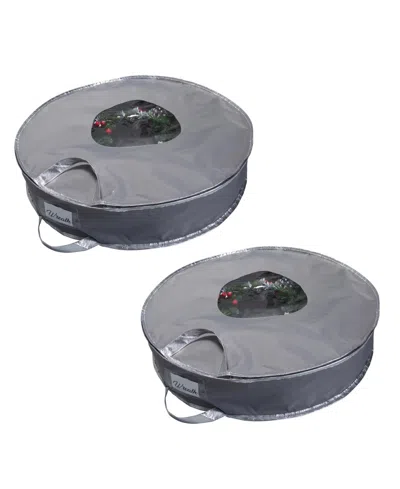 Simplify 2 Pack 24" Holiday Wreath Bag In Gray