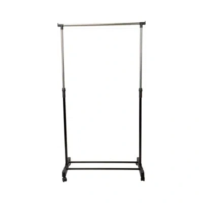 Simplify 32" Single Tier Adjustable Height Rolling Garment Rack In Silver;silver