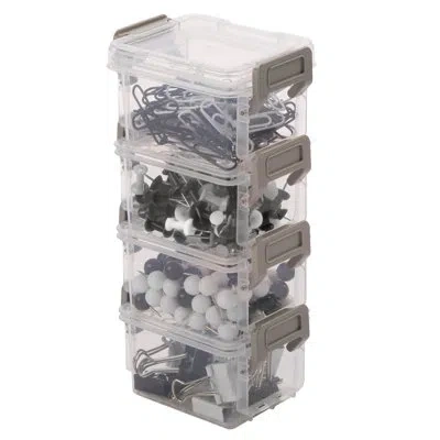 Simplify 4 Pack 5oz Stackable Storage Boxes In White