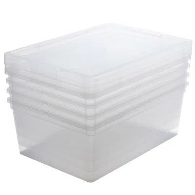 Simplify 4 Pack Stackable Storage Bins With Lids In Clear