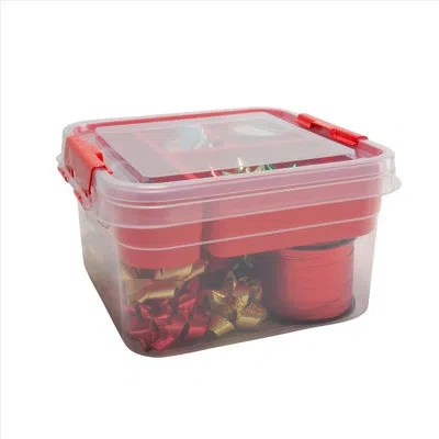 Simplify 5 Compartment Gift Supply Storage Plastic Box In Red
