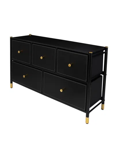 Simplify 5 Drawer Luxury Dresser In Black