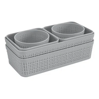 Simplify 5 Piece Plastic Basket Set In Gray