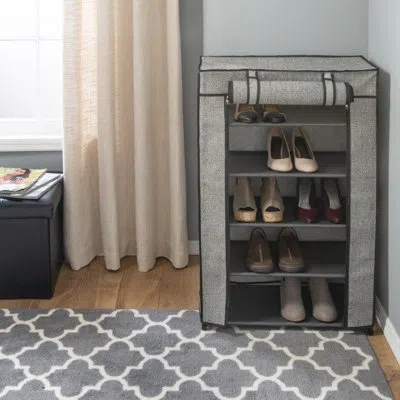 Simplify 5 Tier Organizer 15 Pair Shoe Rack In Black