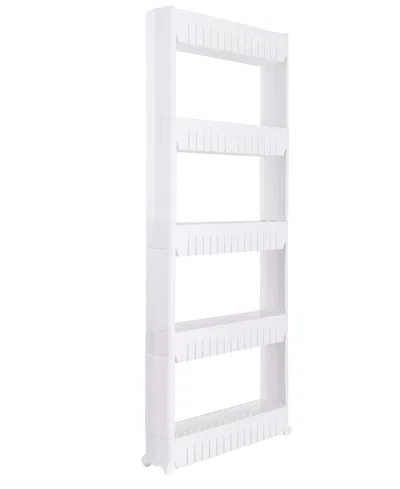 Simplify 5 Tier Slim Slide Out Storage Cart In White