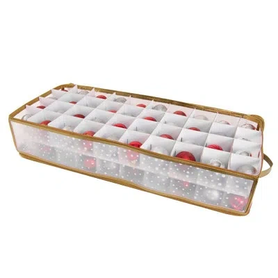 Simplify 5.91" H X 29.72" W X 11.81" D 80 Christmas Ornament Storage In Gold