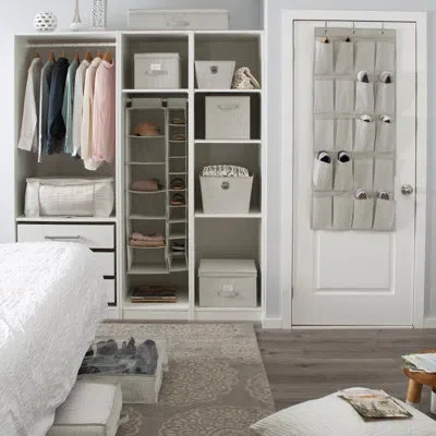 Simplify 6 Shelf Boho Closet Organizer In Grey In Gray