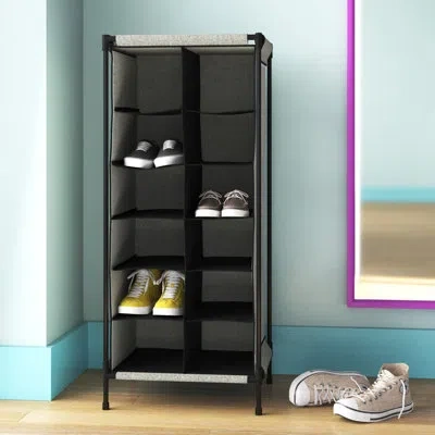 Simplify Aberfeld 12 Section 12 Pair Shoe Rack In Black,gray