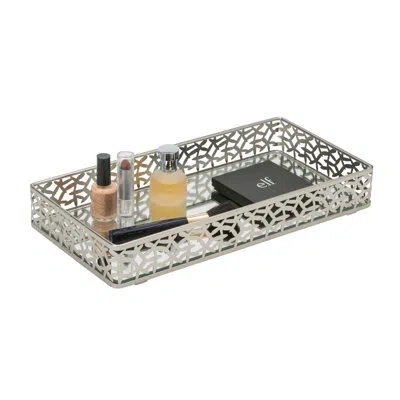 Simplify Barse Leaf Design Vanity Tray In Satin Nickel