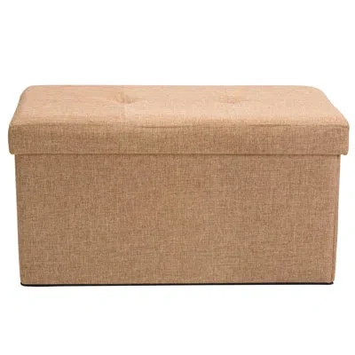 Simplify Besjana 30" Tufted Rectangle Storage Ottoman In Camel