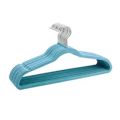 Simplify Cambria Metal Plastic Velvet Hanger For Dress/shirt/sweater In Dustyblue