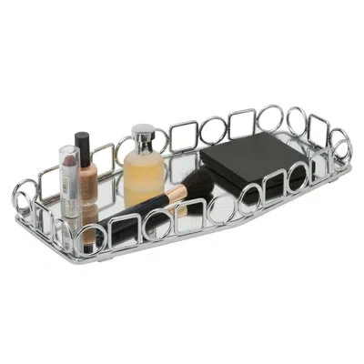 Simplify Circles And Squares Design Mirror Vanity Tray In Chrome