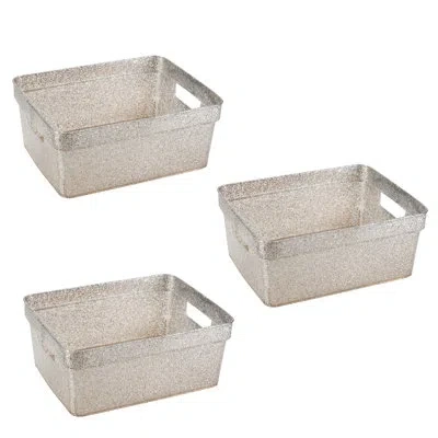 Simplify Everly Quinn Plastic 3 Piece Bin Set In Silver