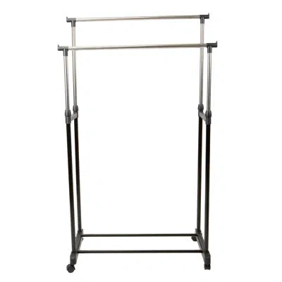 Simplify Fairbanks 32" Double Tier Adjustable Height Rolling Garment Rack In Silver;silver