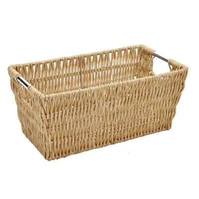 Simplify Faux Rattan Vertical Weave Shelf Tote