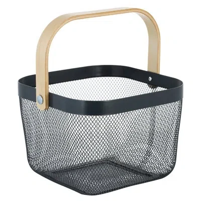 Simplify Latitude Run Mesh Tote With Bamboo Handle In Grey