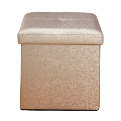 Simplify Luxora Folding Tufted Storage Ottoman In Bronze Faux Leather
