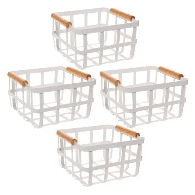 Simplify Metal Basket Set In White