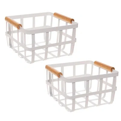 Simplify Metal Basket Set In White