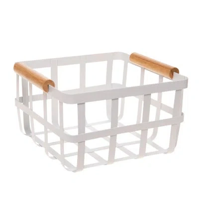 Simplify Metal Basket In White