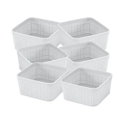 Simplify Plastic Basket Set In White