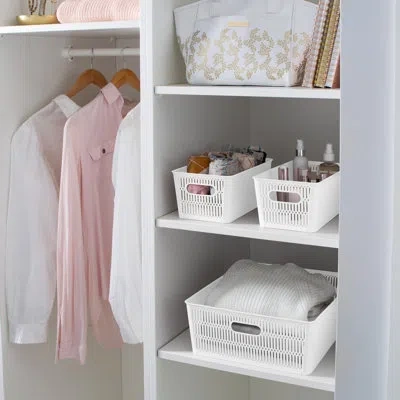 Simplify Plastic Basket Set In White